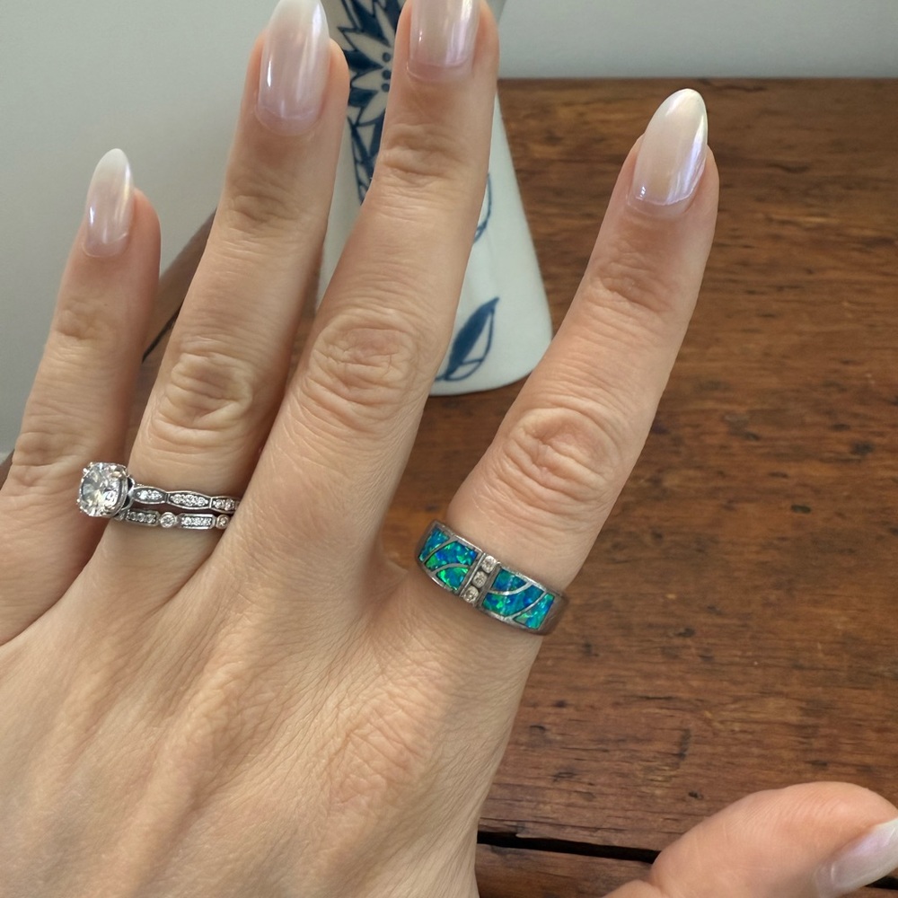 Exquisite Turquoise CZ Silver Ring
